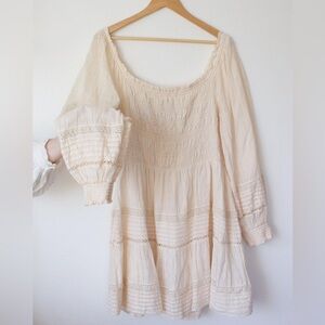 american eagle long sleeve smocked mini dress